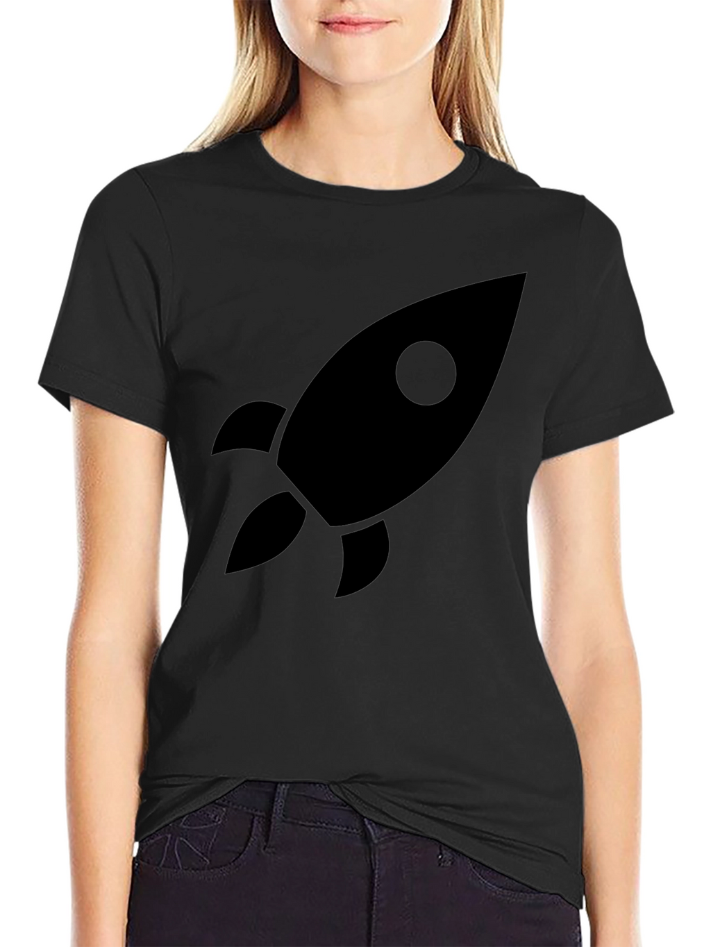 Rocket Graphic Black T-Shirt - Space Exploration