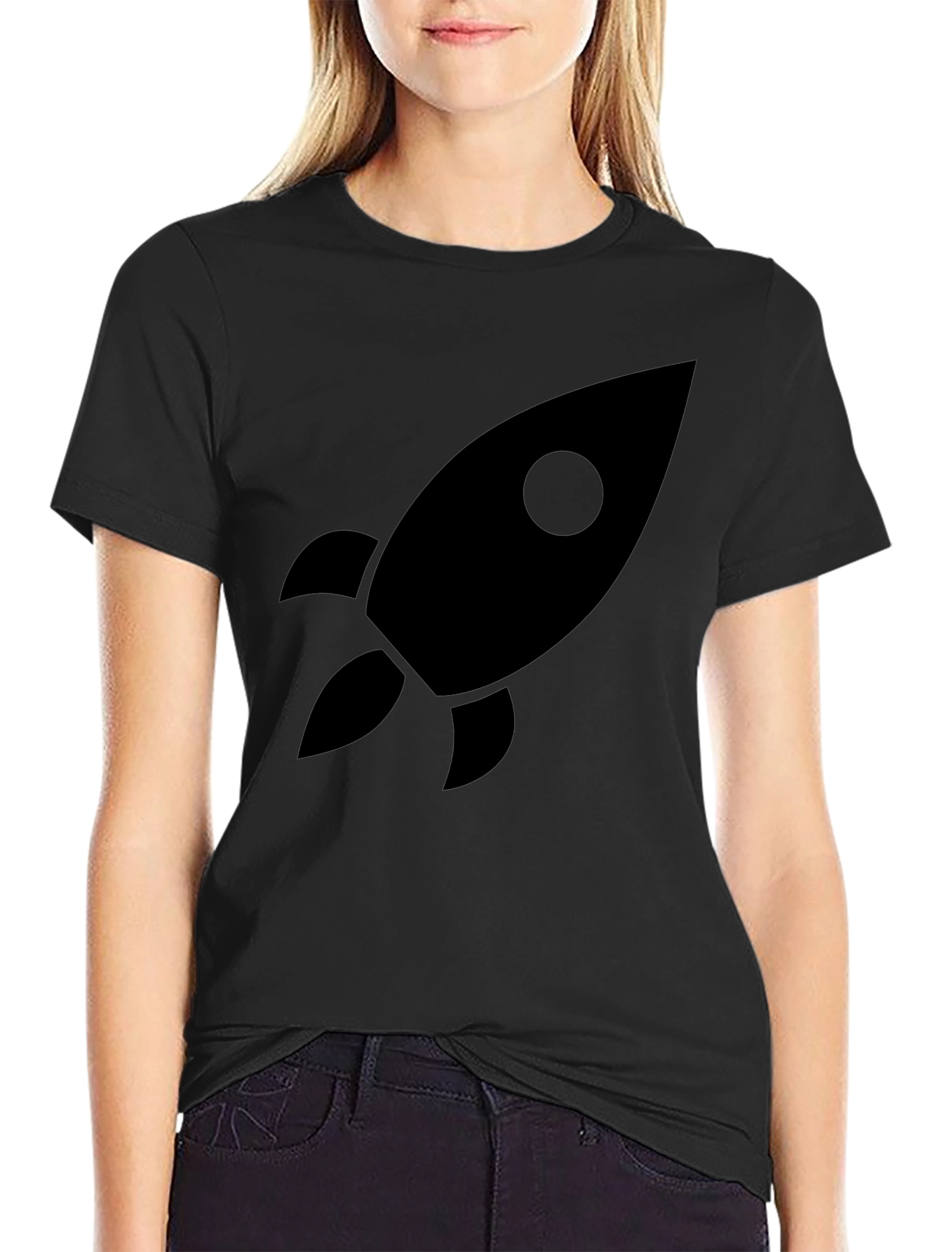 Rocket Graphic Black T-Shirt - Space Exploration