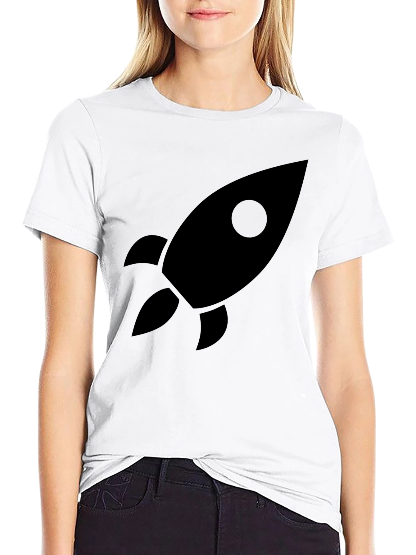 Rocket Graphic Black T-Shirt - Space Exploration