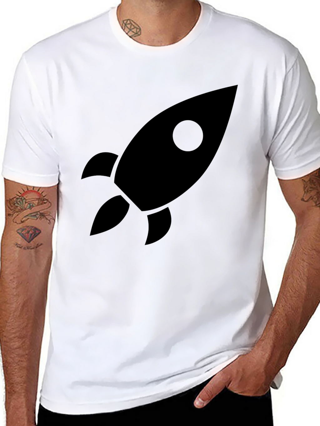 Rocket Graphic Black T-Shirt - Space Exploration