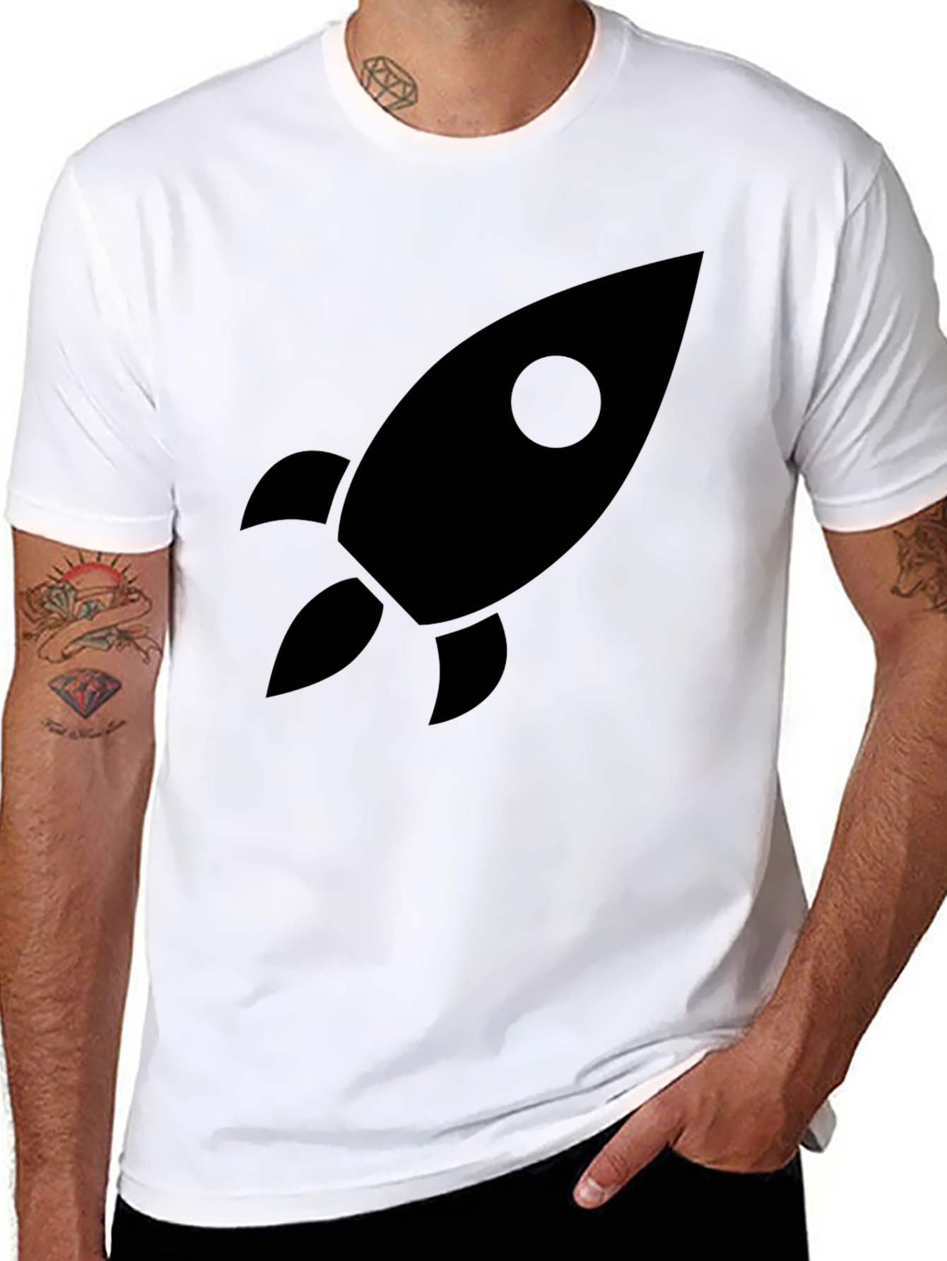 Rocket Graphic Black T-Shirt - Space Exploration