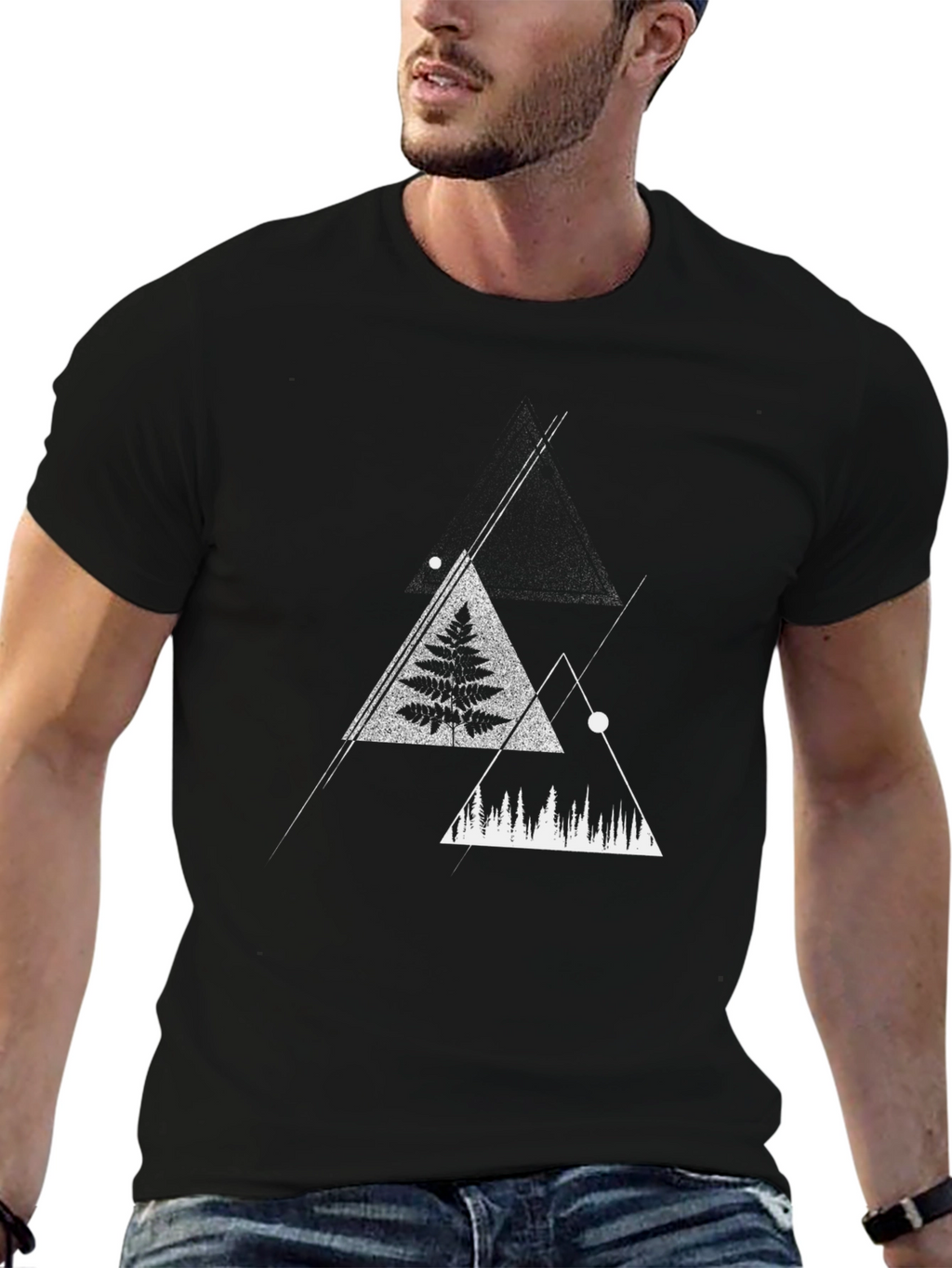 Geometric Forest T-Shirt - Modern Nature Design