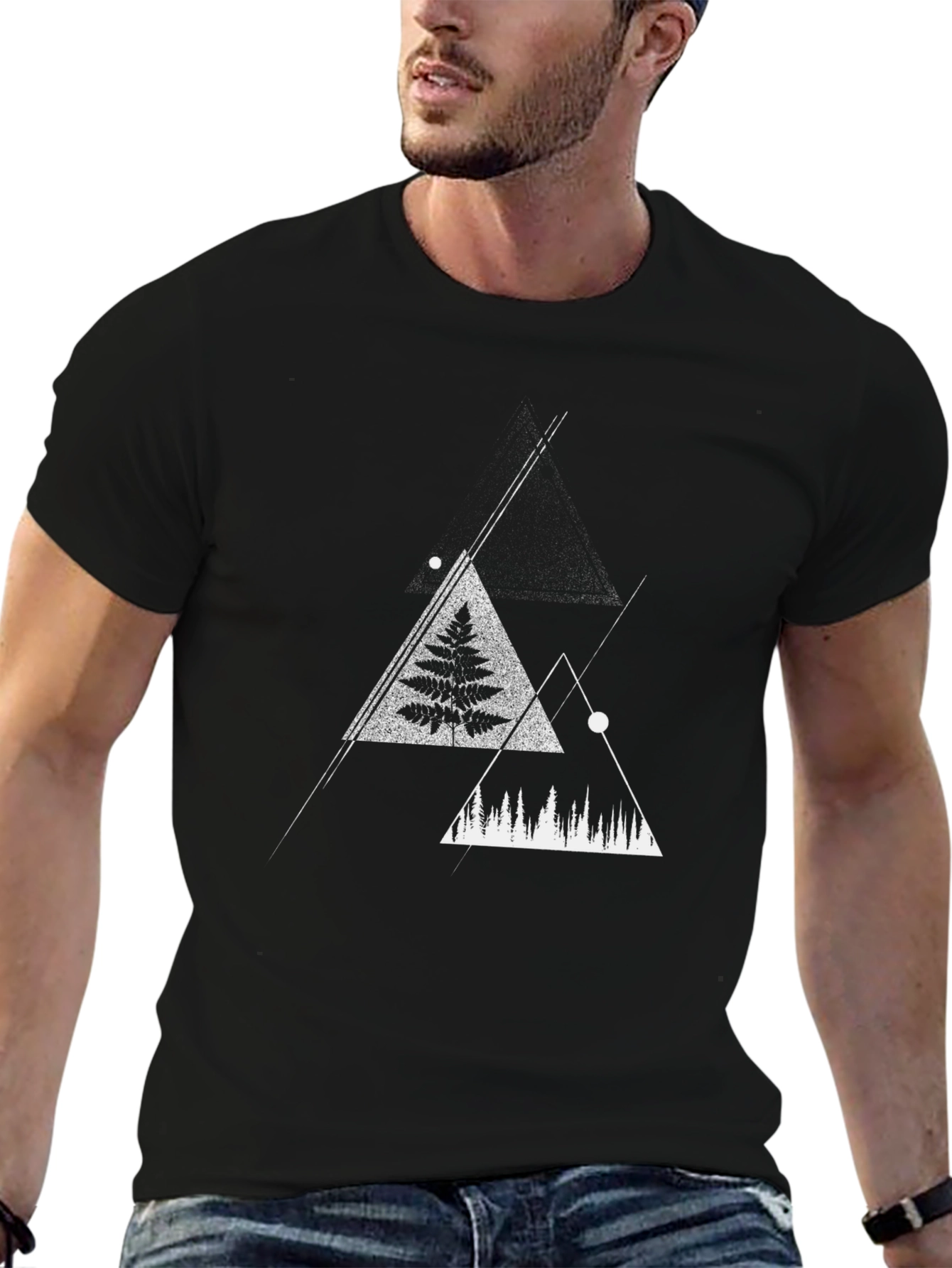 Geometric Forest T-Shirt - Modern Nature Design