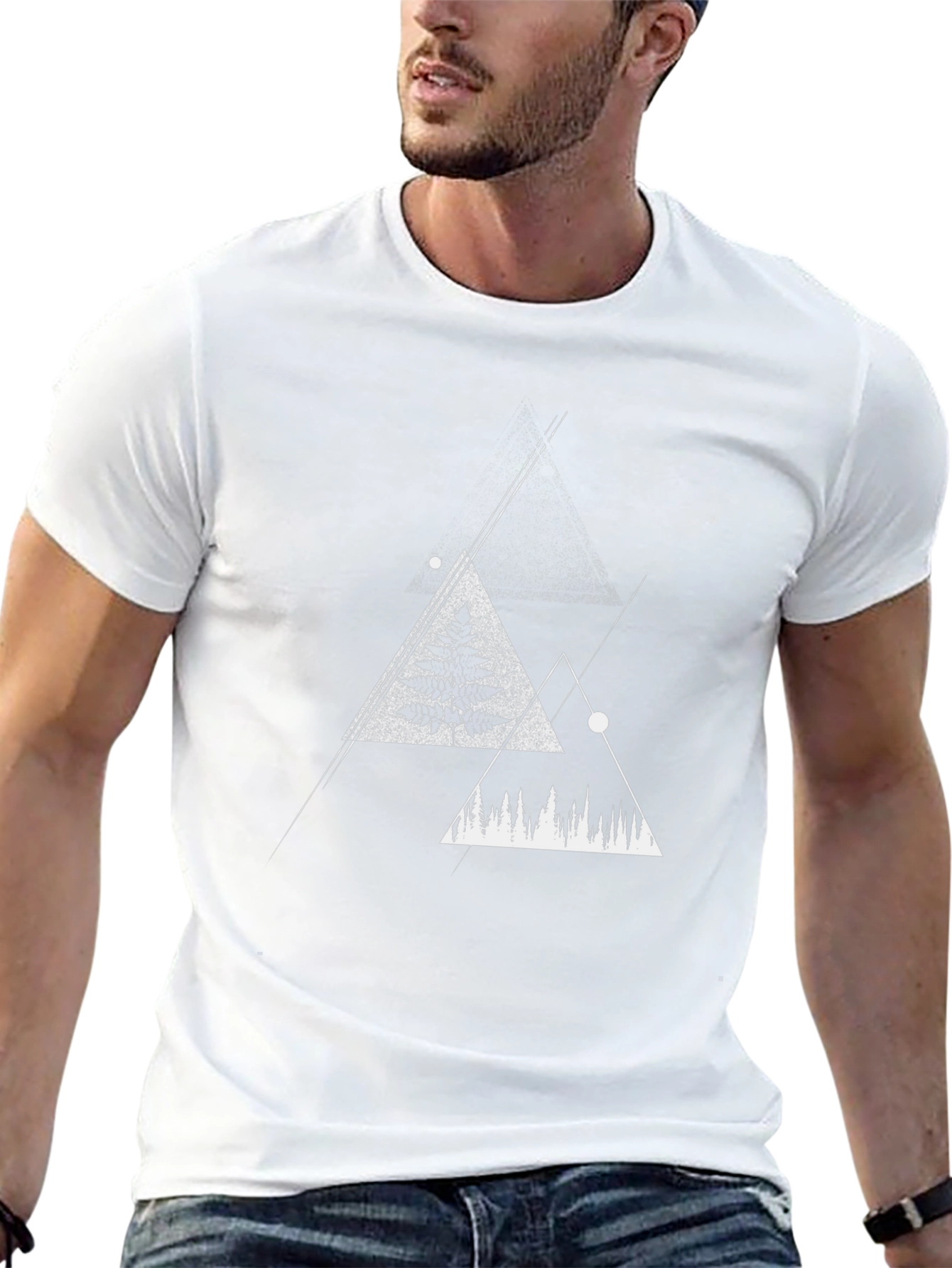Geometric Forest T-Shirt - Modern Nature Design