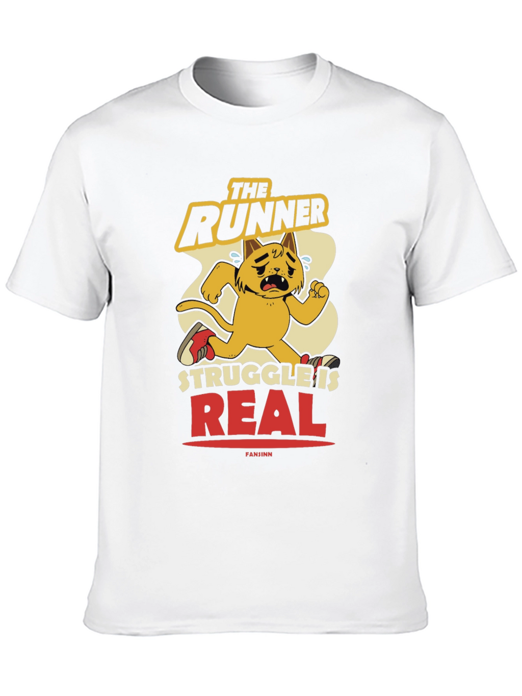 Funny Runner Cat Graphic Tee - Mens Black T-Shirt