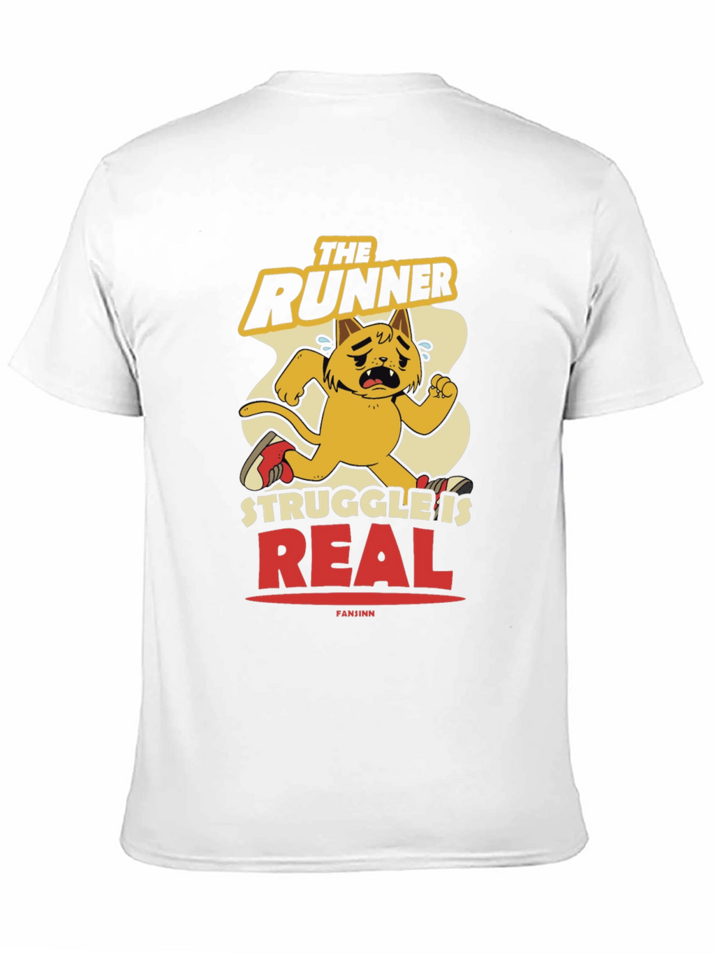 Funny Runner Cat Graphic Tee - Mens Black T-Shirt