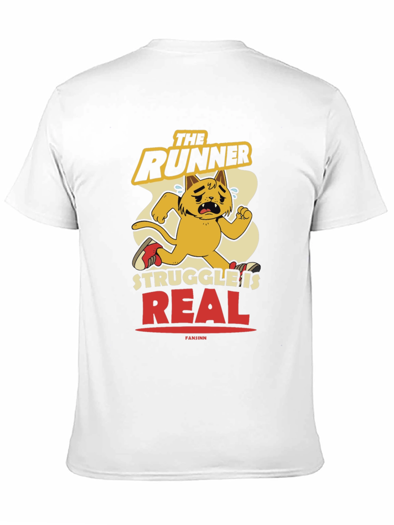 Funny Runner Cat Graphic Tee - Mens Black T-Shirt