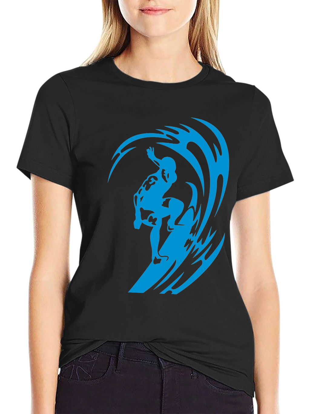 Surfer Wave Black T-Shirt