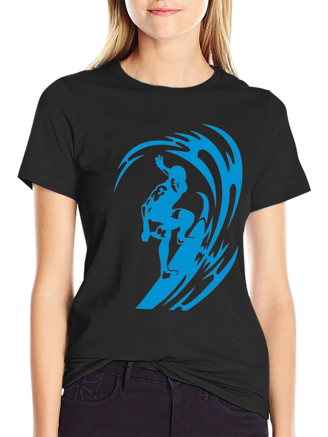 Surfer Wave Black T-Shirt