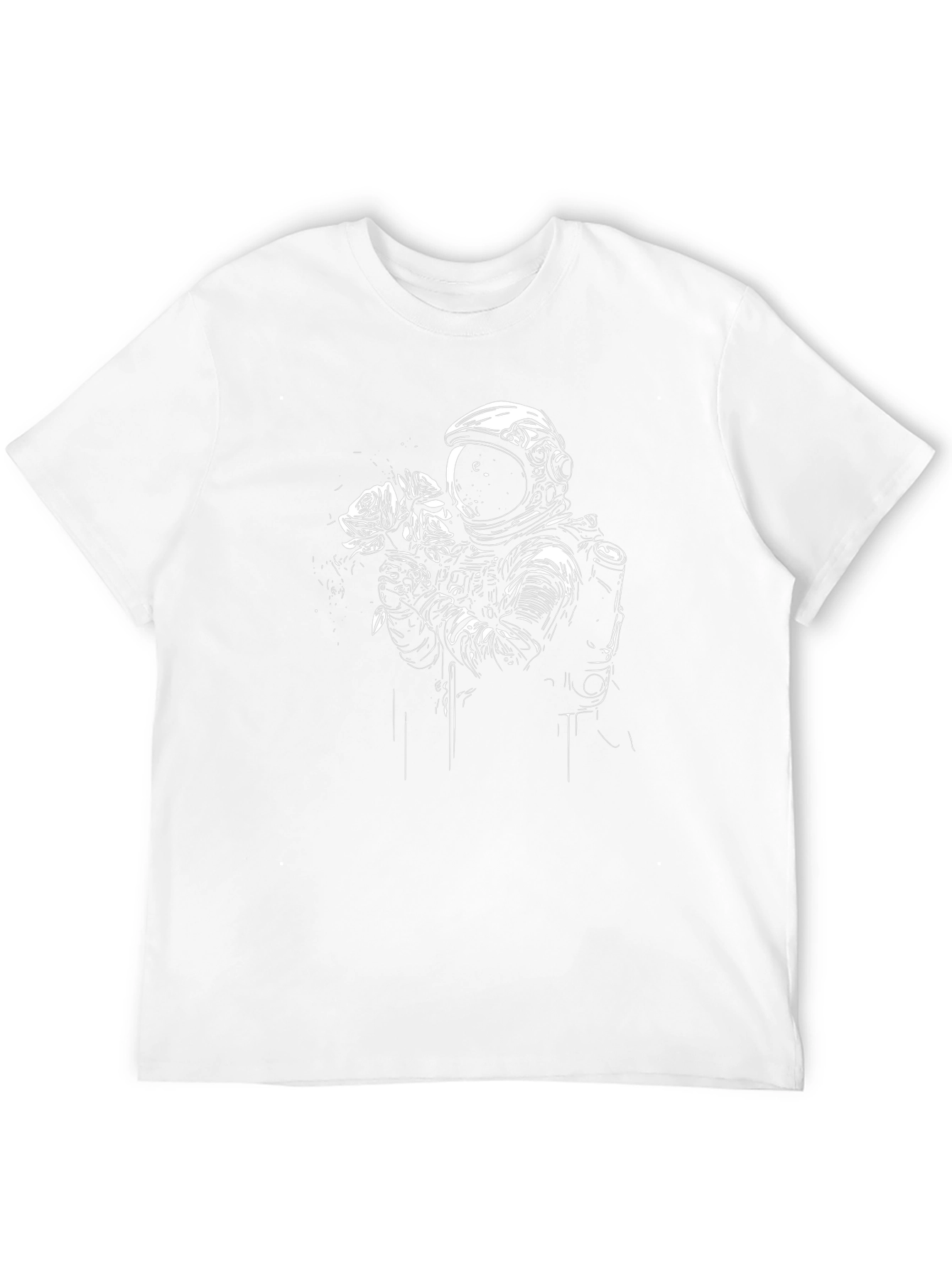 Astronaut Holding Roses Black T-Shirt