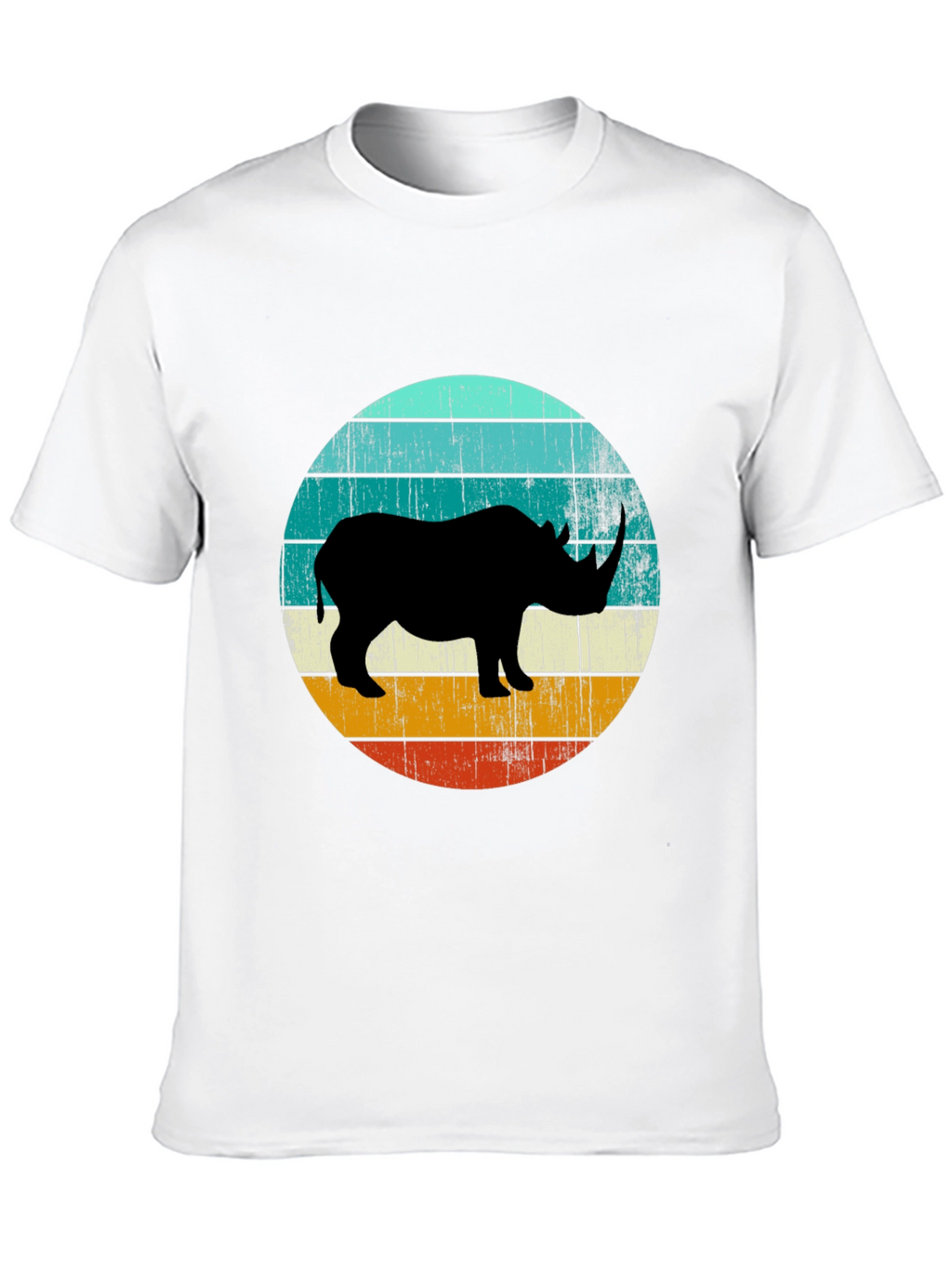 Retro Rhino Graphic Tee - Black Cotton T-Shirt
