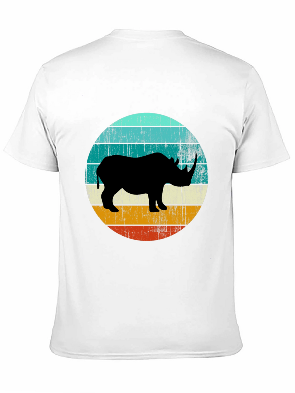 Retro Rhino Graphic Tee - Black Cotton T-Shirt