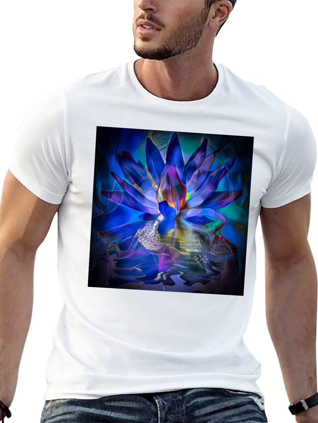 Lotus Flower Graphic Black T-Shirt