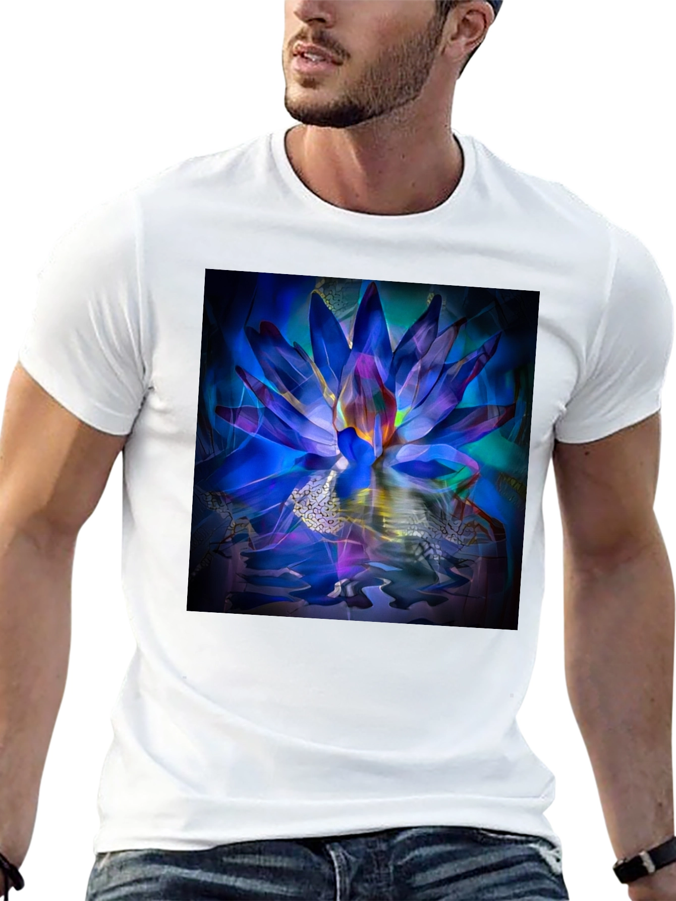 Lotus Flower Graphic Black T-Shirt