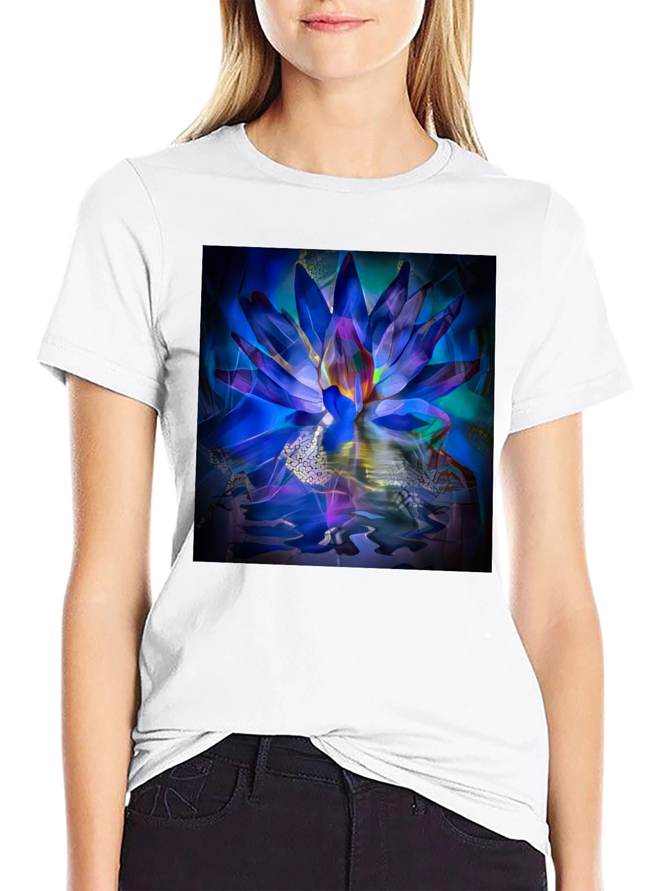 Lotus Flower Graphic Black T-Shirt