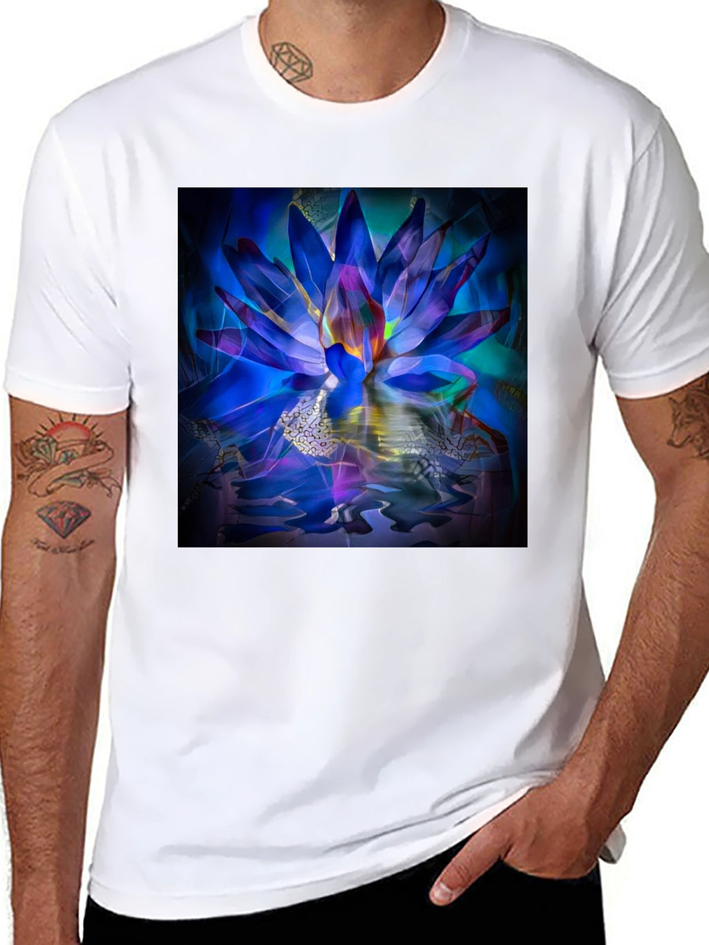 Lotus Flower Graphic Black T-Shirt