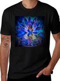 Lotus Flower Graphic Black T-Shirt
