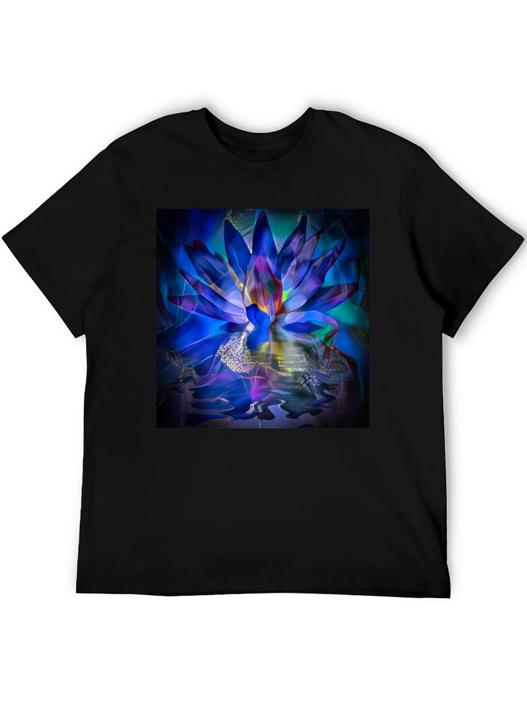Lotus Flower Graphic Black T-Shirt