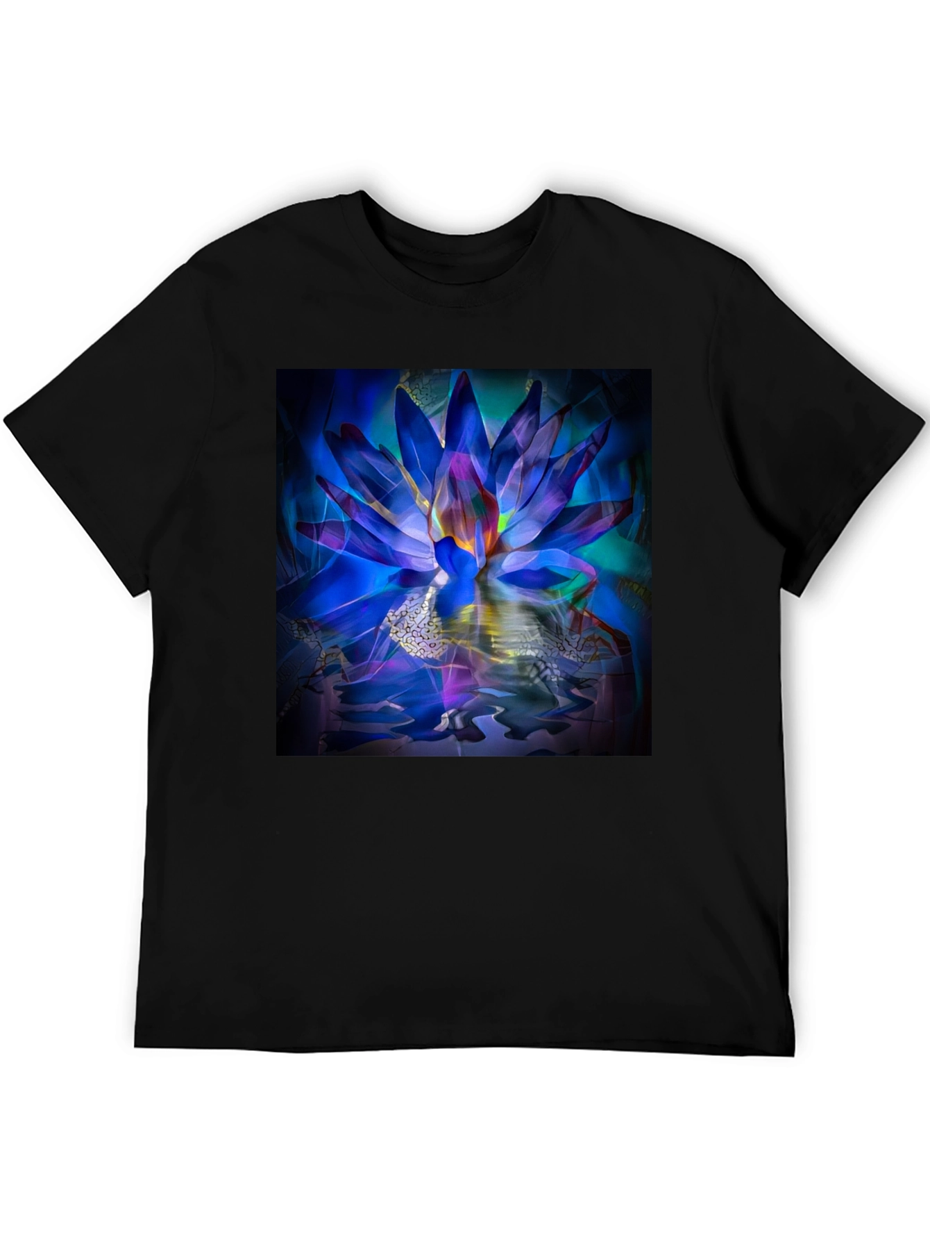 Lotus Flower Graphic Black T-Shirt