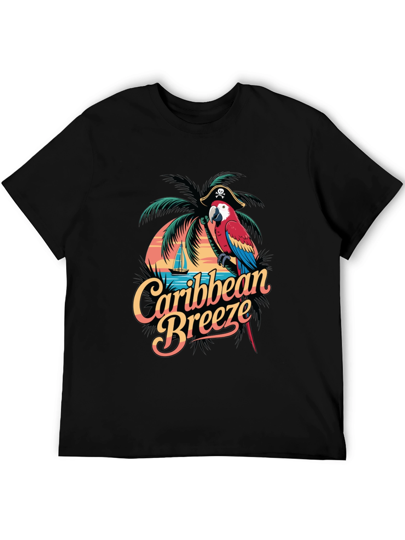 Caribbean Breeze Parrot Graphic T-Shirt