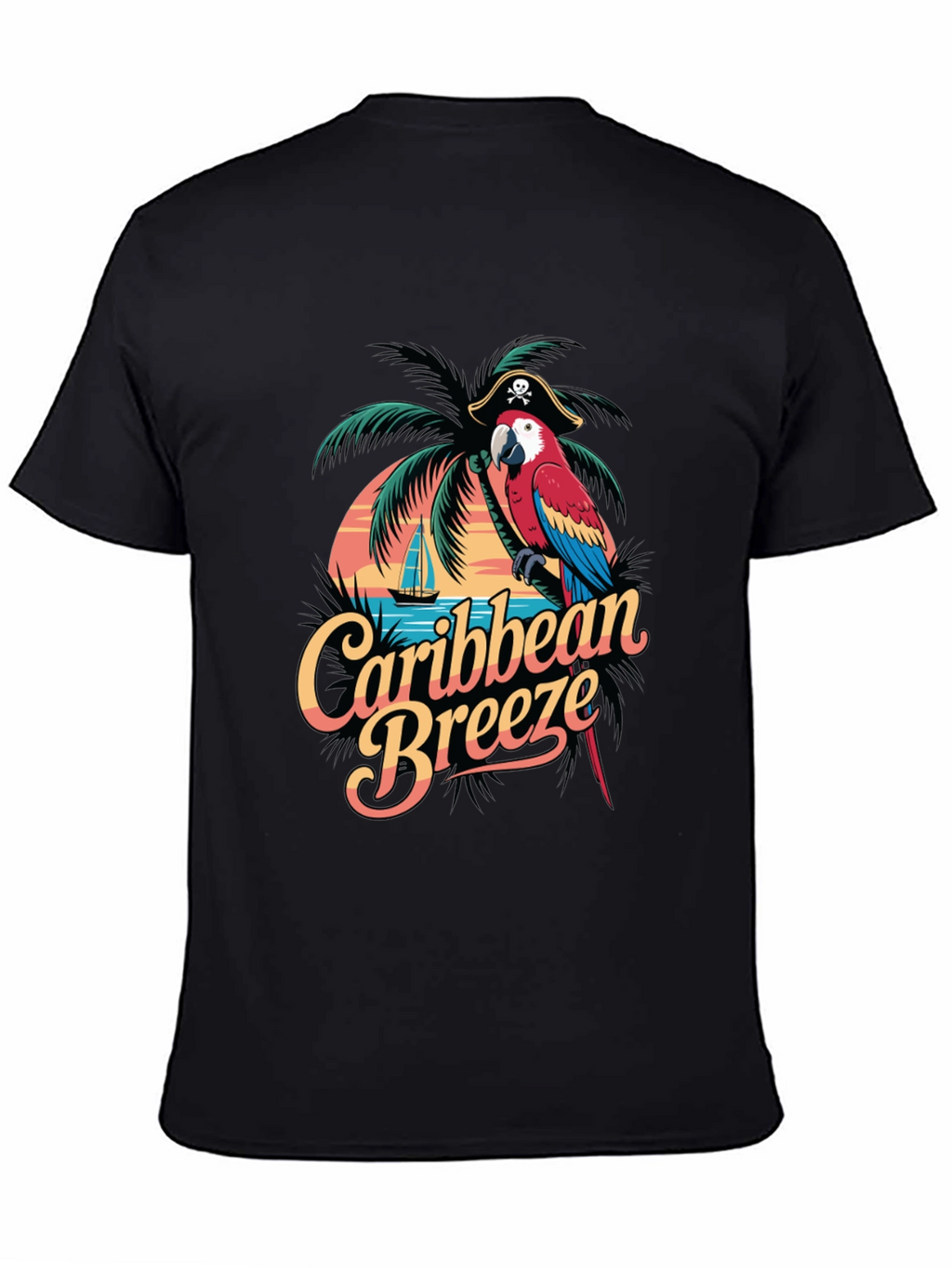 Caribbean Breeze Parrot Graphic T-Shirt