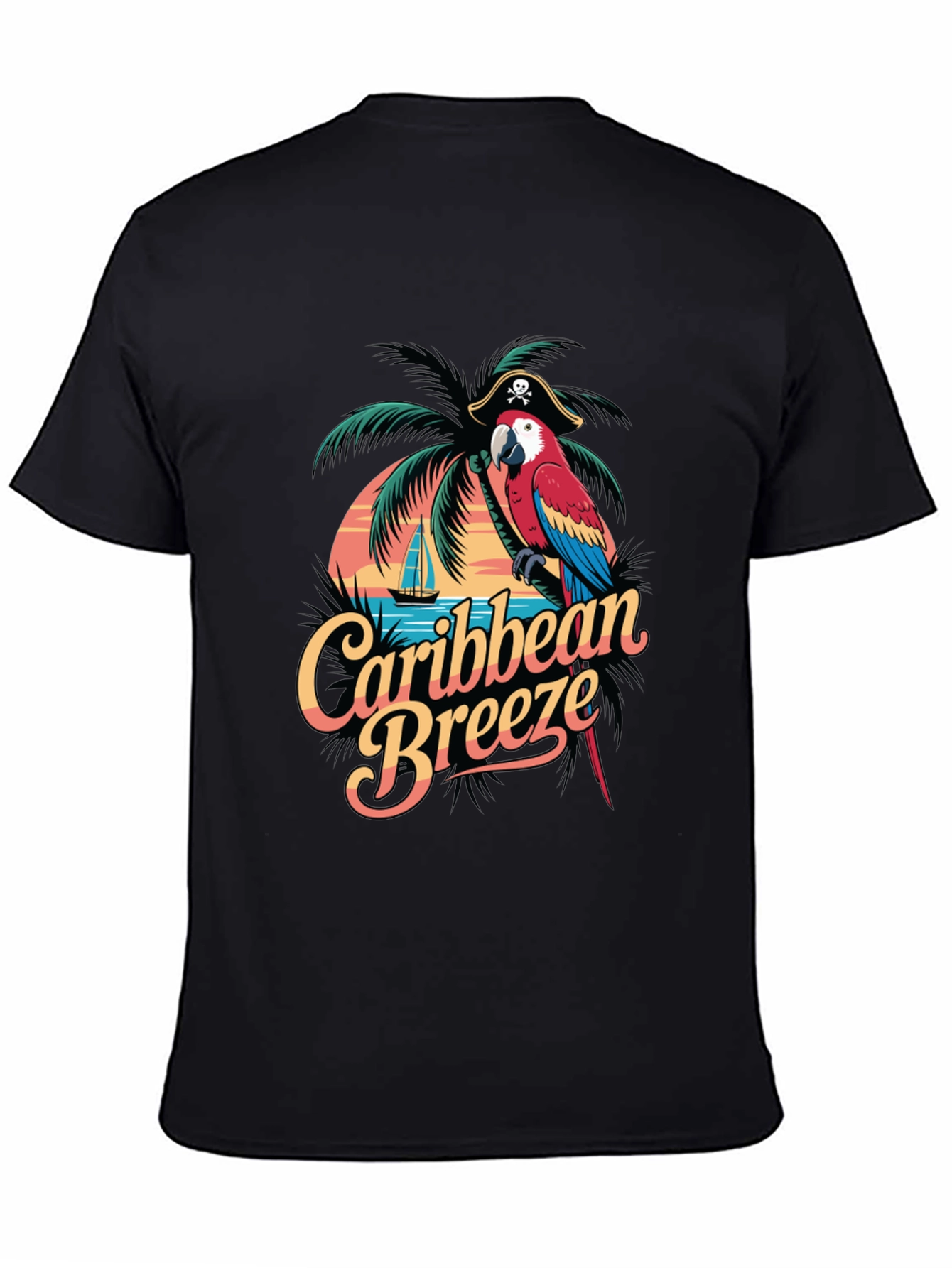 Caribbean Breeze Parrot Graphic T-Shirt