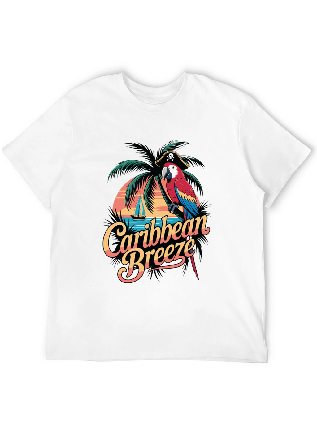 Caribbean Breeze Parrot Graphic T-Shirt