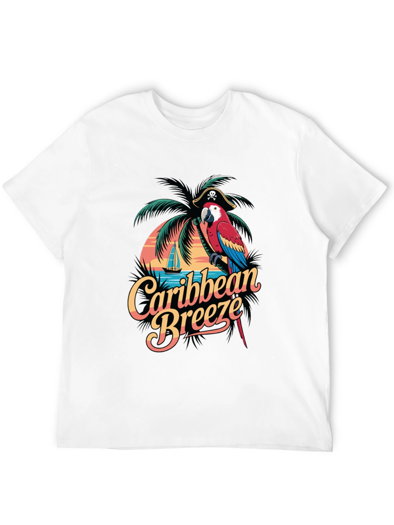 Caribbean Breeze Parrot Graphic T-Shirt