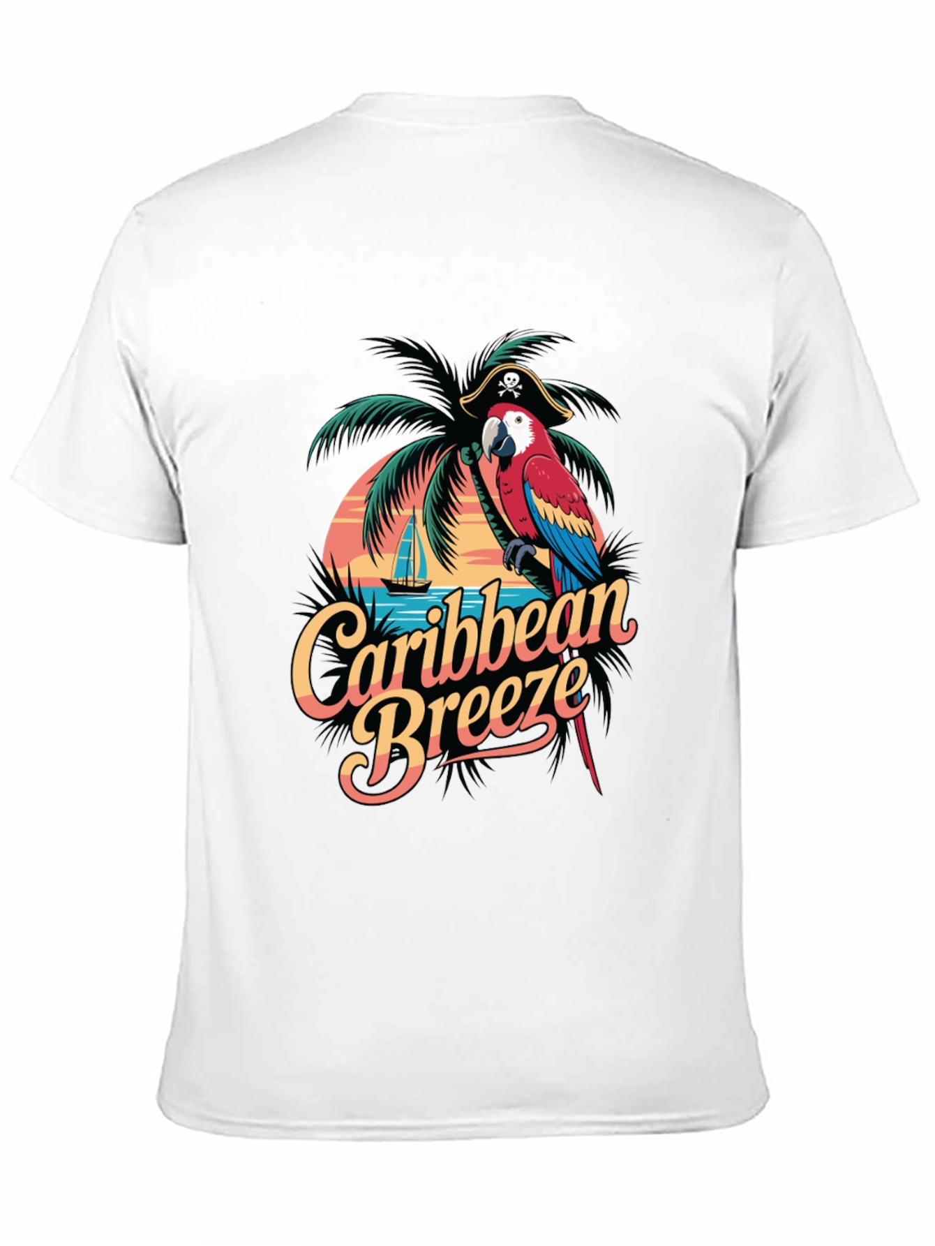 Caribbean Breeze Parrot Graphic T-Shirt