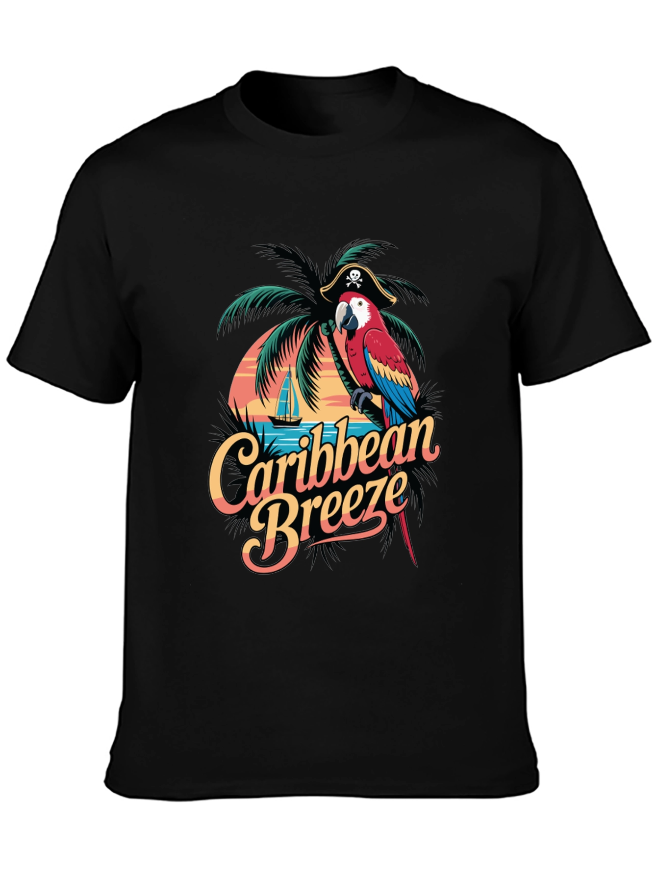 Caribbean Breeze Parrot Graphic T-Shirt