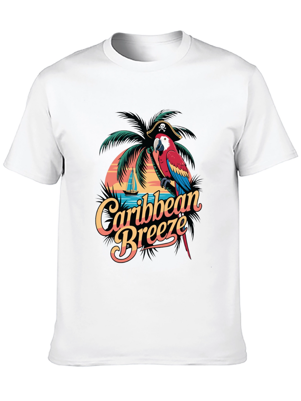 Caribbean Breeze Parrot Graphic T-Shirt