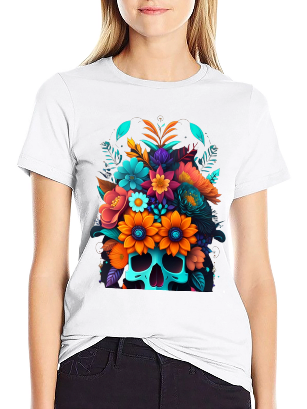 Floral Skull Graphic Tee