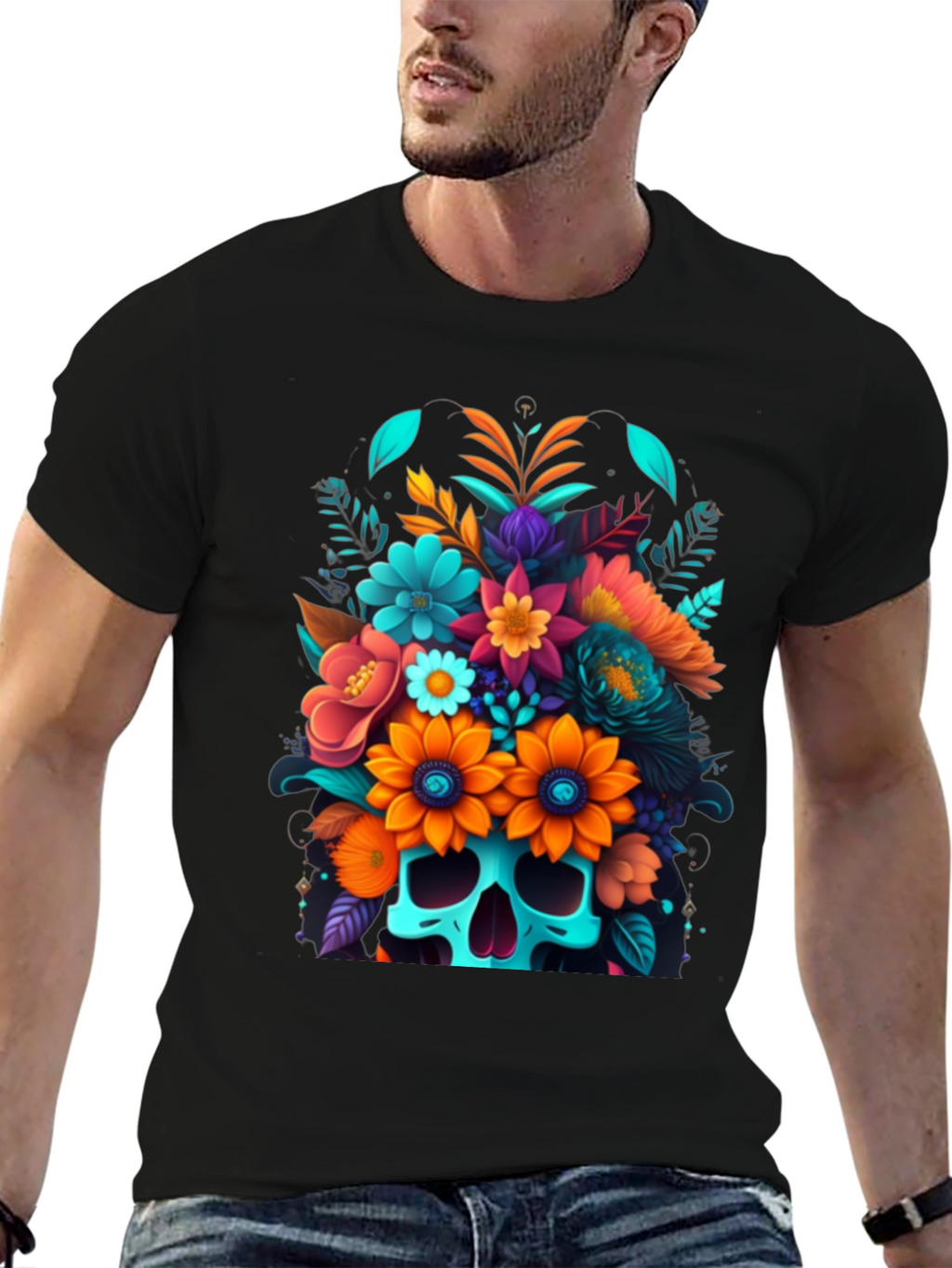 Floral Skull Graphic Tee