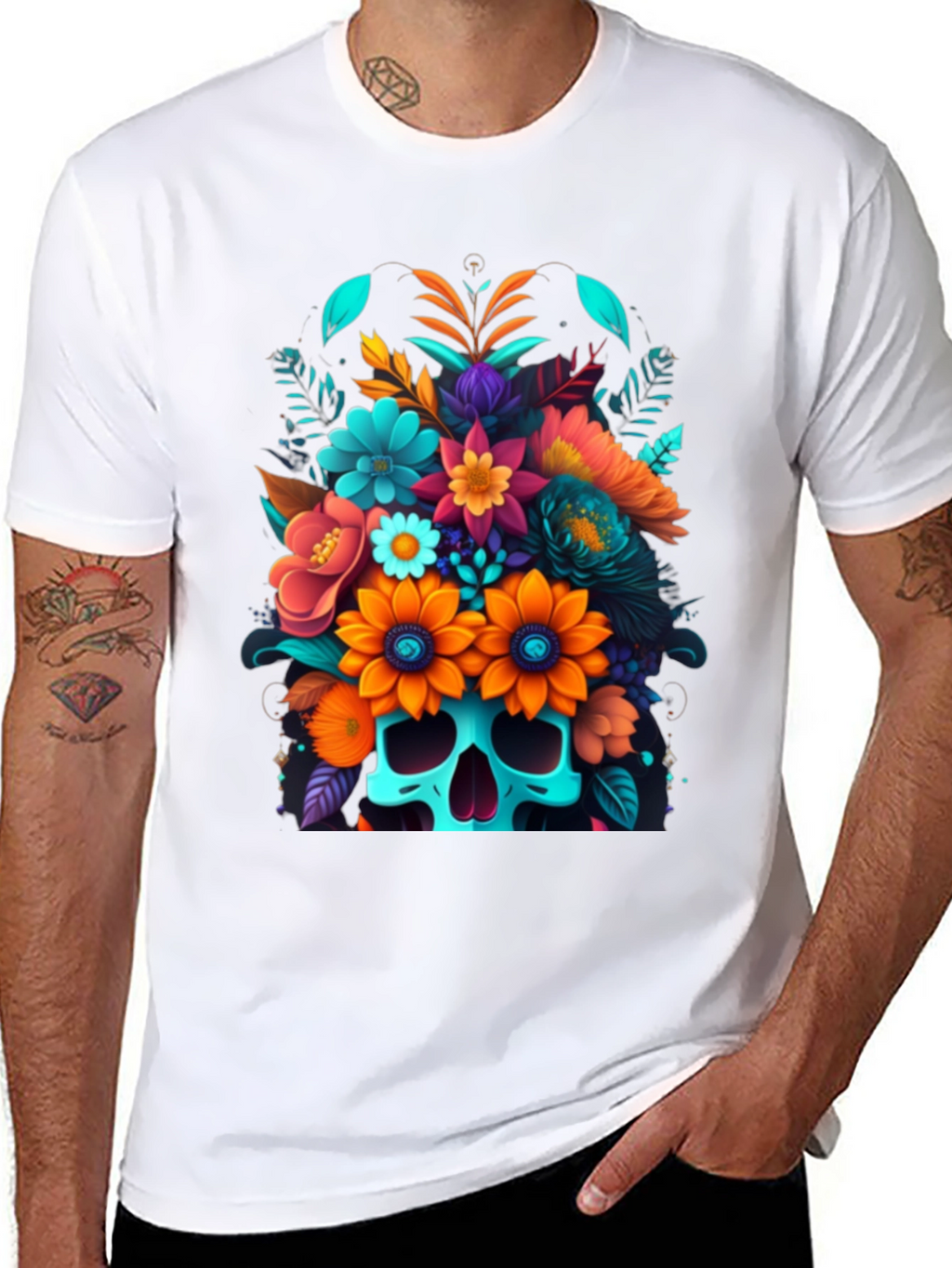 Floral Skull Graphic Tee