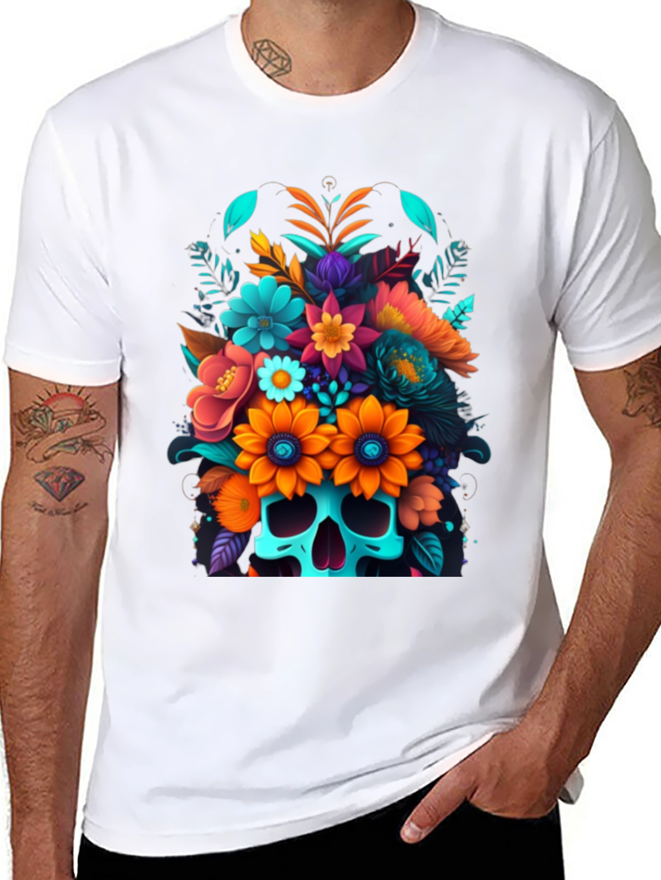 Floral Skull Graphic Tee