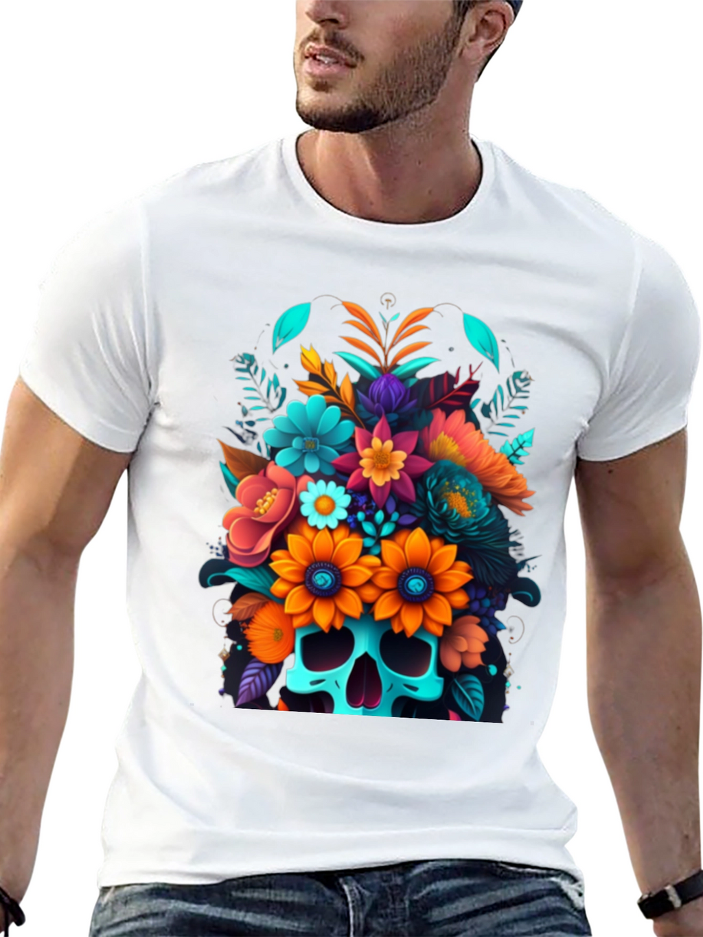 Floral Skull Graphic Tee