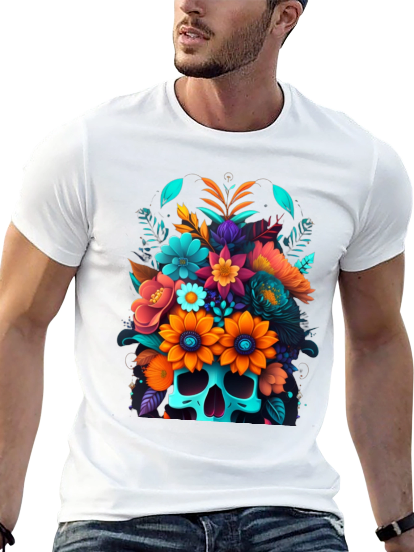 Floral Skull Graphic Tee