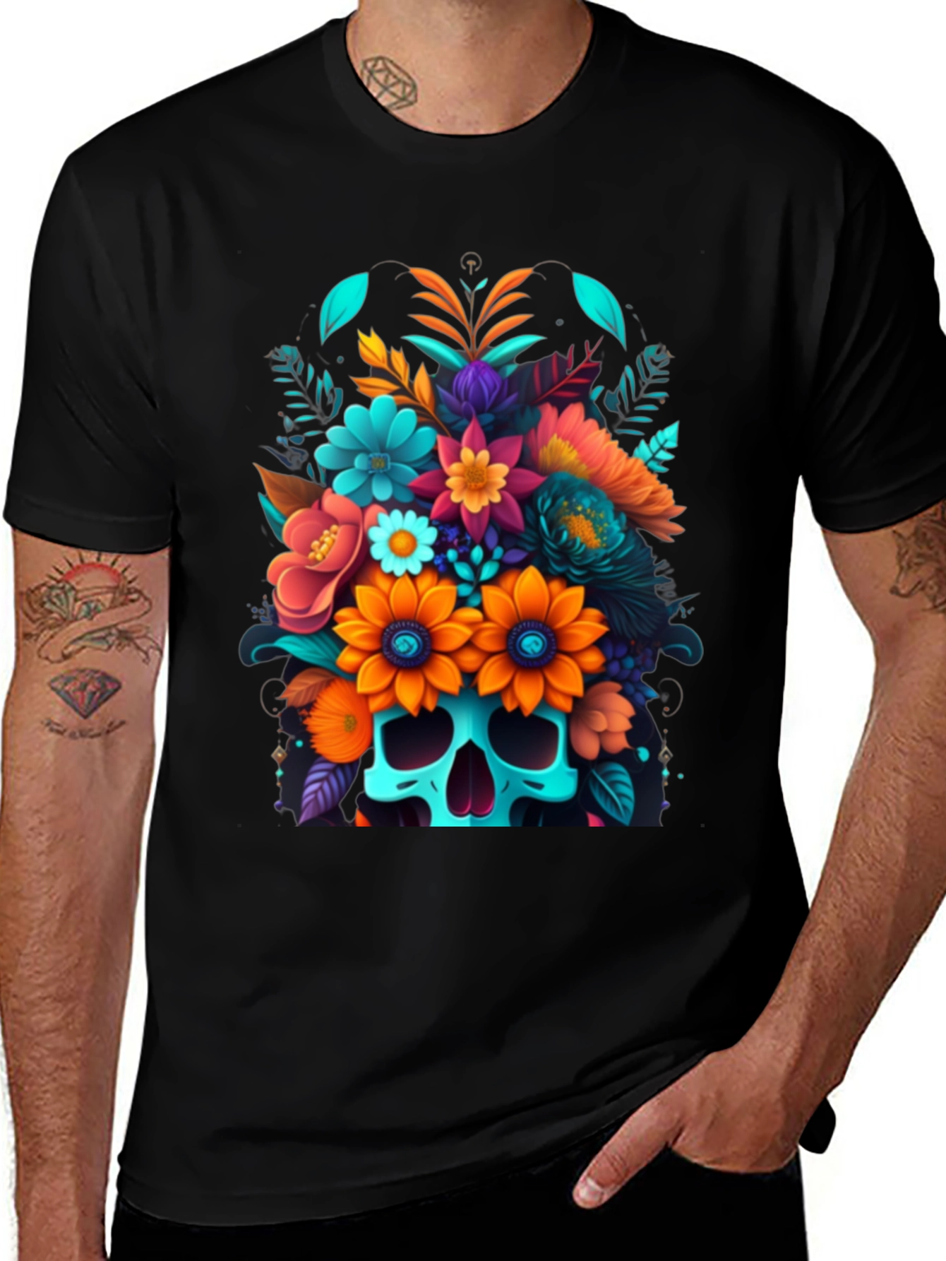 Floral Skull Graphic Tee