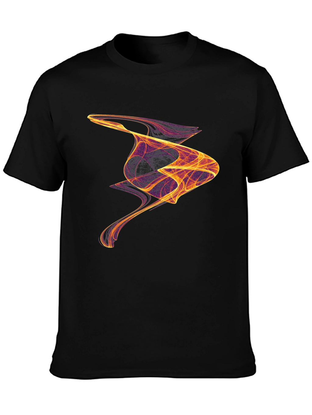 Abstract Flame Design Black Cotton T-Shirt