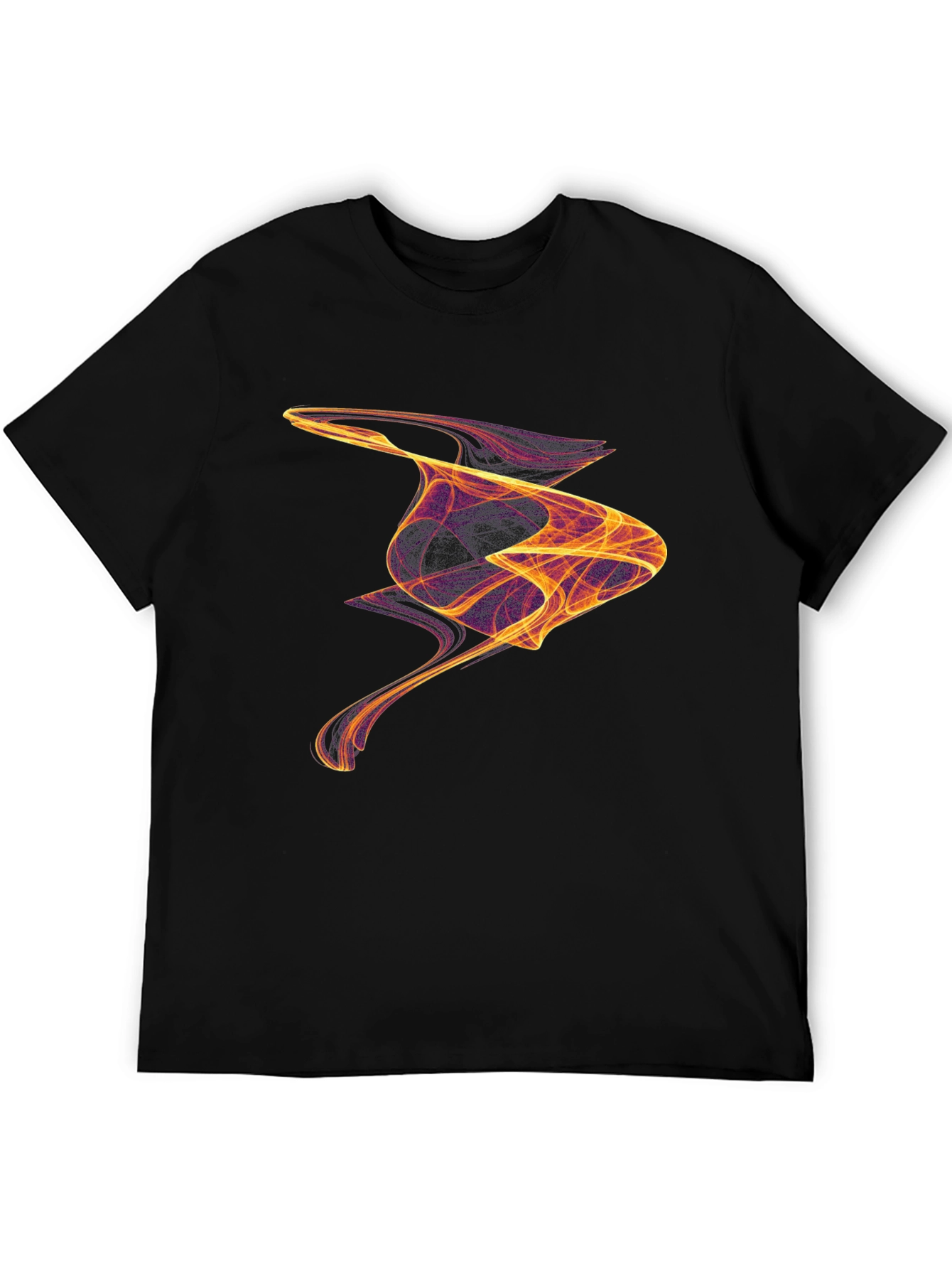 Abstract Flame Design Black Cotton T-Shirt