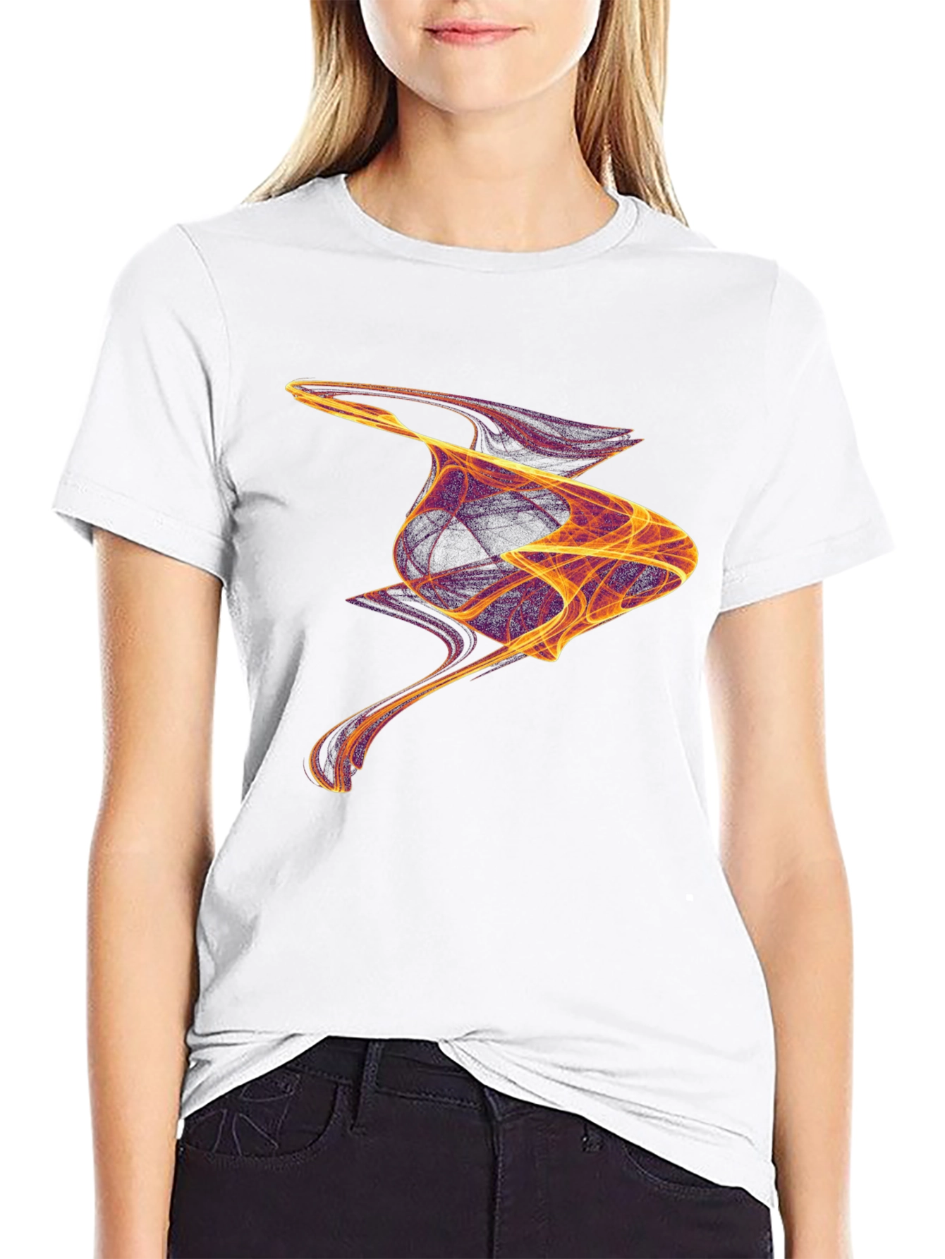 Abstract Flame Design Black Cotton T-Shirt