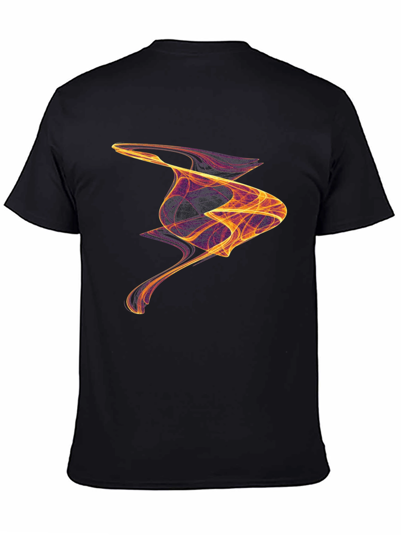 Abstract Flame Design Black Cotton T-Shirt