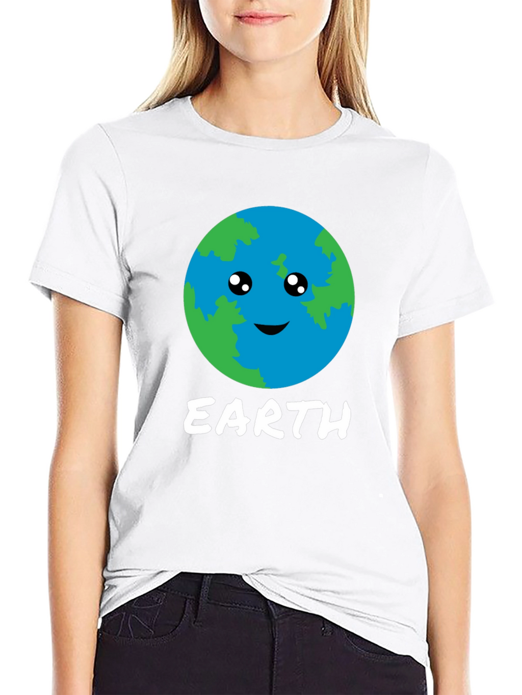 Cute Earth Graphic Black T-Shirt