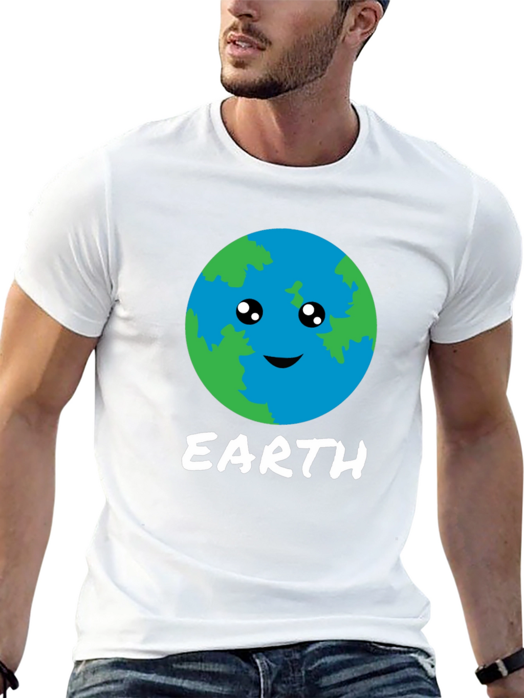 Cute Earth Graphic Black T-Shirt