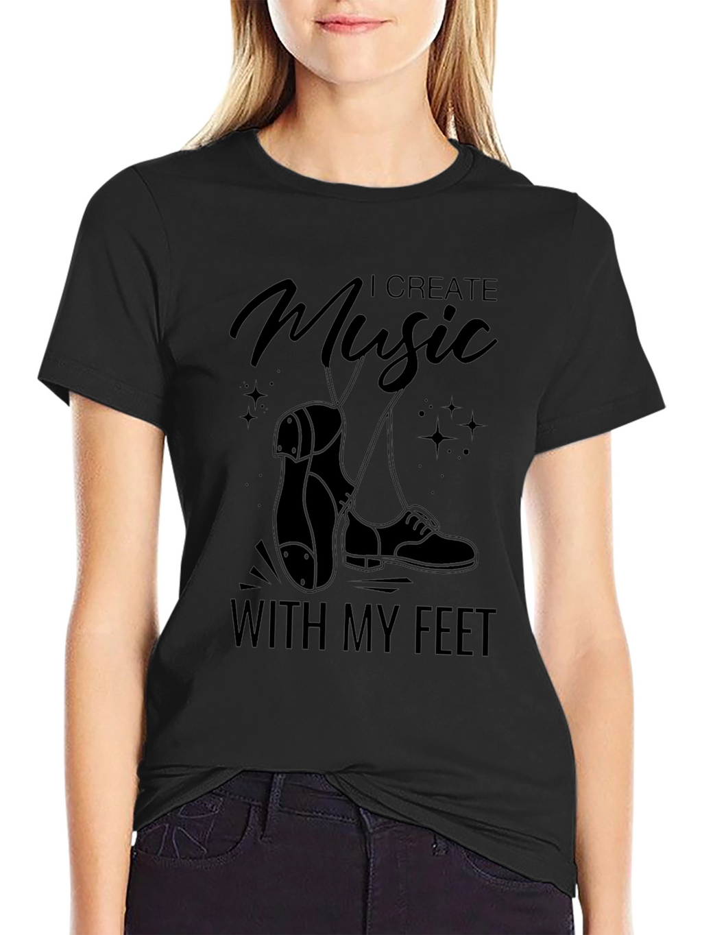 I Create Music With My Feet Black T-Shirt
