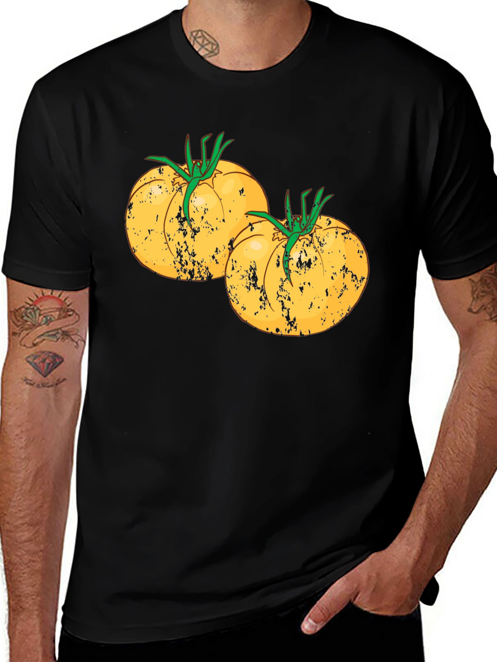 Tomato Graphic Tee - Black Cotton T-Shirt
