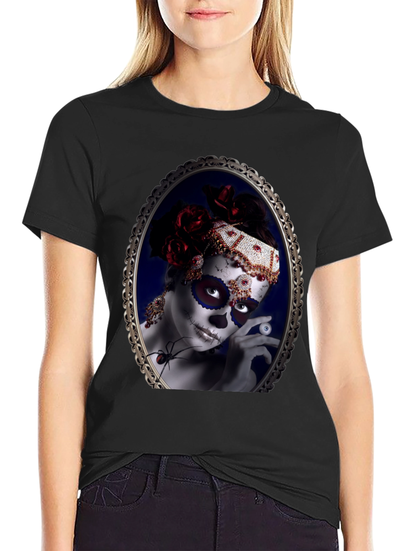 Sugar Skull Woman Black T-Shirt