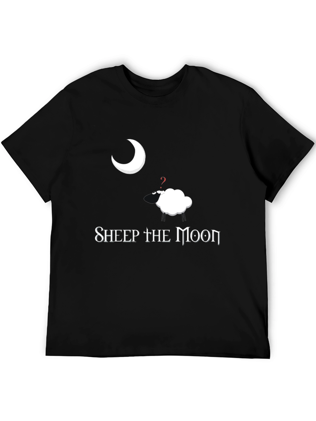 Sheep the Moon Black Graphic T-Shirt