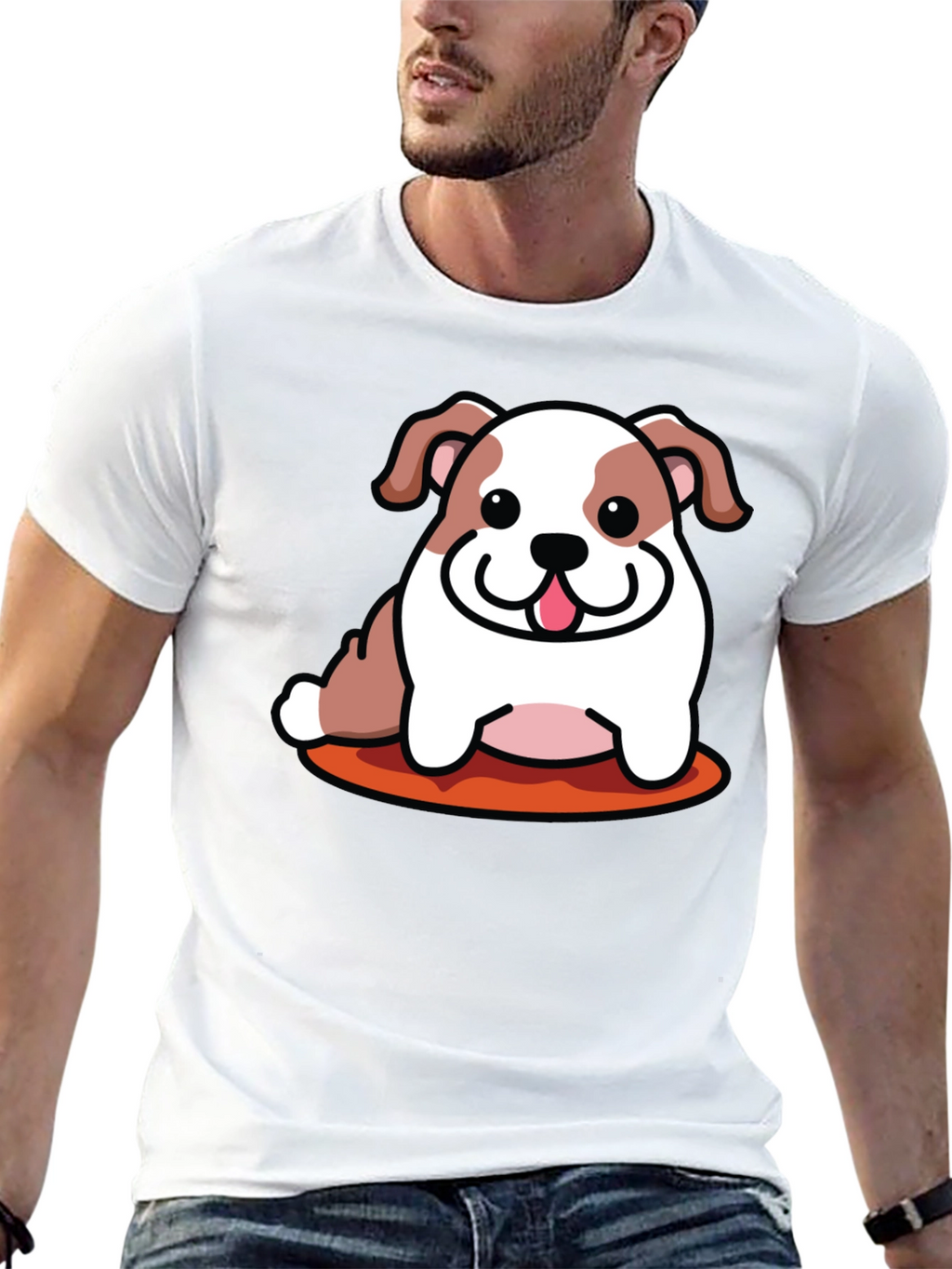 Cartoon Bulldog Graphic Tee - Black Unisex Shirt