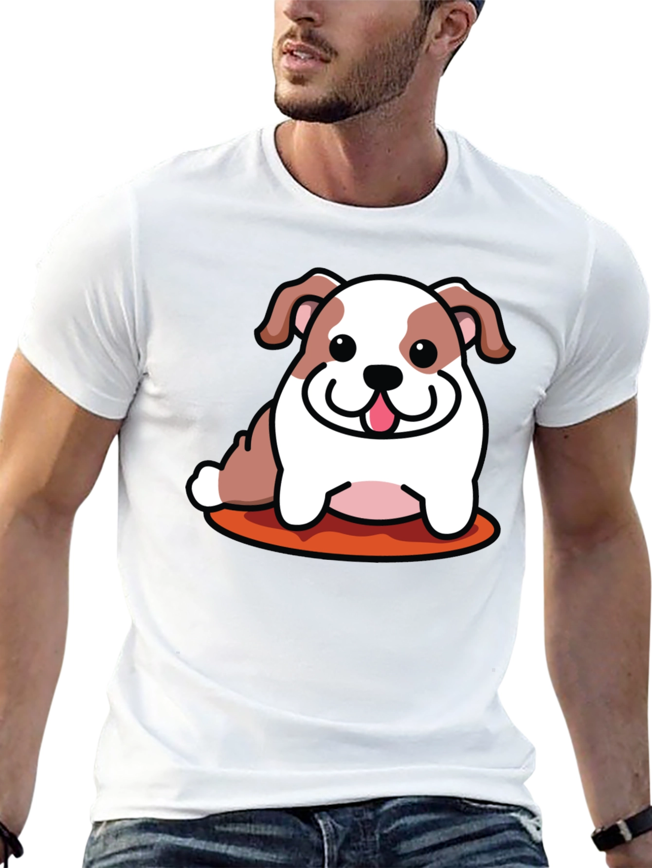 Cartoon Bulldog Graphic Tee - Black Unisex Shirt